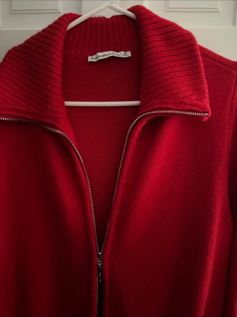 Abercrombie double Zipper Cardigan Red M